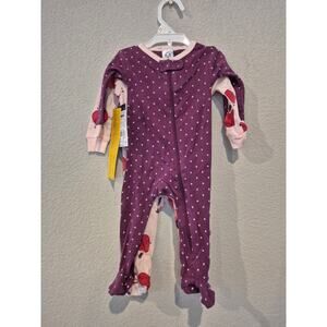 Gerber Baby Girl Size 3 Months Footed Zipper Pajamas Bundle Multicolor NWT